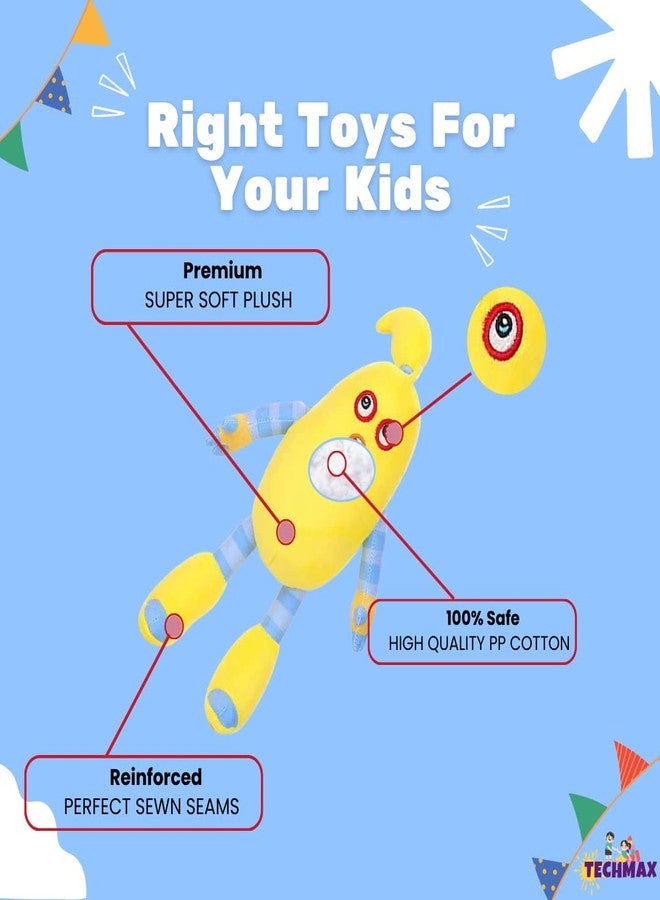 TechMax Solution دمية محشوة ناعمة ولطيفة من TechMax Solution، هدية مثالية للأولاد والبنات في الهالوين والكريسماس وعيد الشكر، دمية رعب محشوة للأطفال والكبار (أصفر) - Image 3